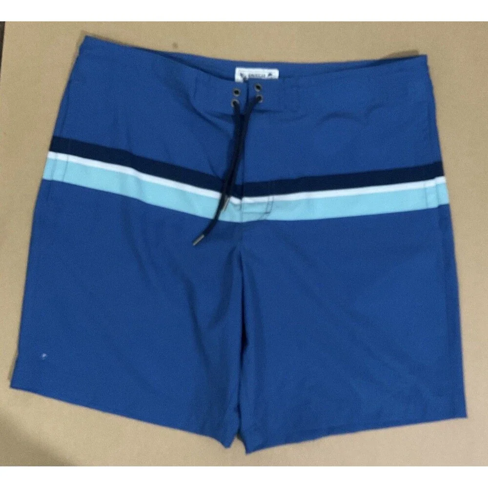 American Eagle Men's Blue Striped Board Shorts